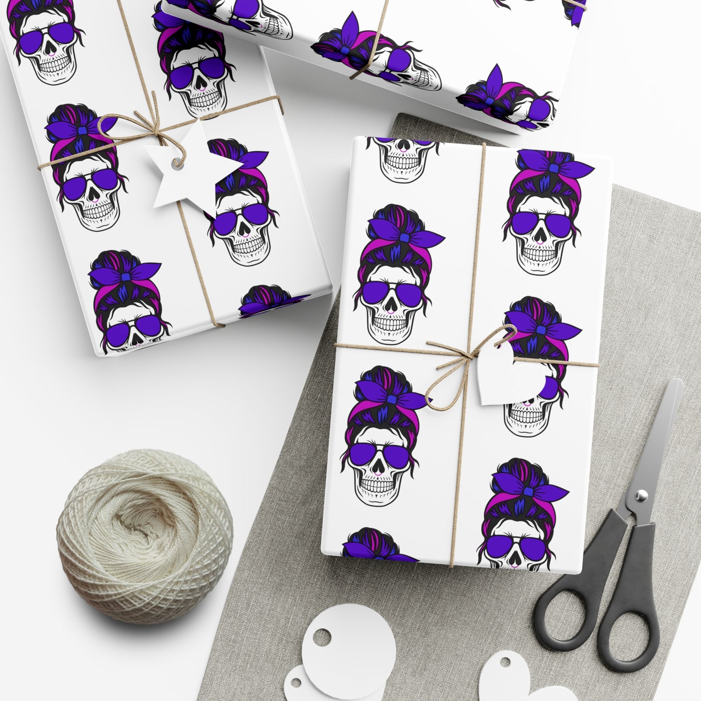 Feral Skull Gift Wrap Paper, Halloween Wrapping Paper, Unique Party Supplies, Dark Themed Gifts, Gothic Birthday Wrap