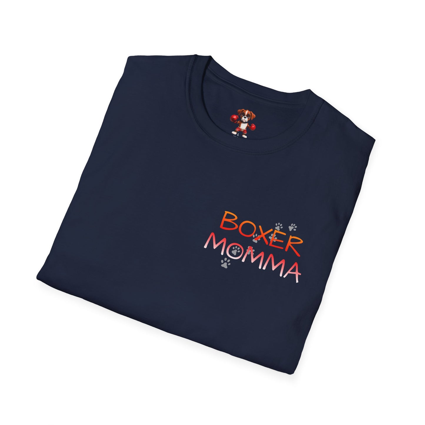 Unisex Boxer Momma T-Shirt - Softstyle Cotton Tee, Dog Lover Gift, Casual Fit, Pet Mom Shirt, Comfortable & Durable
