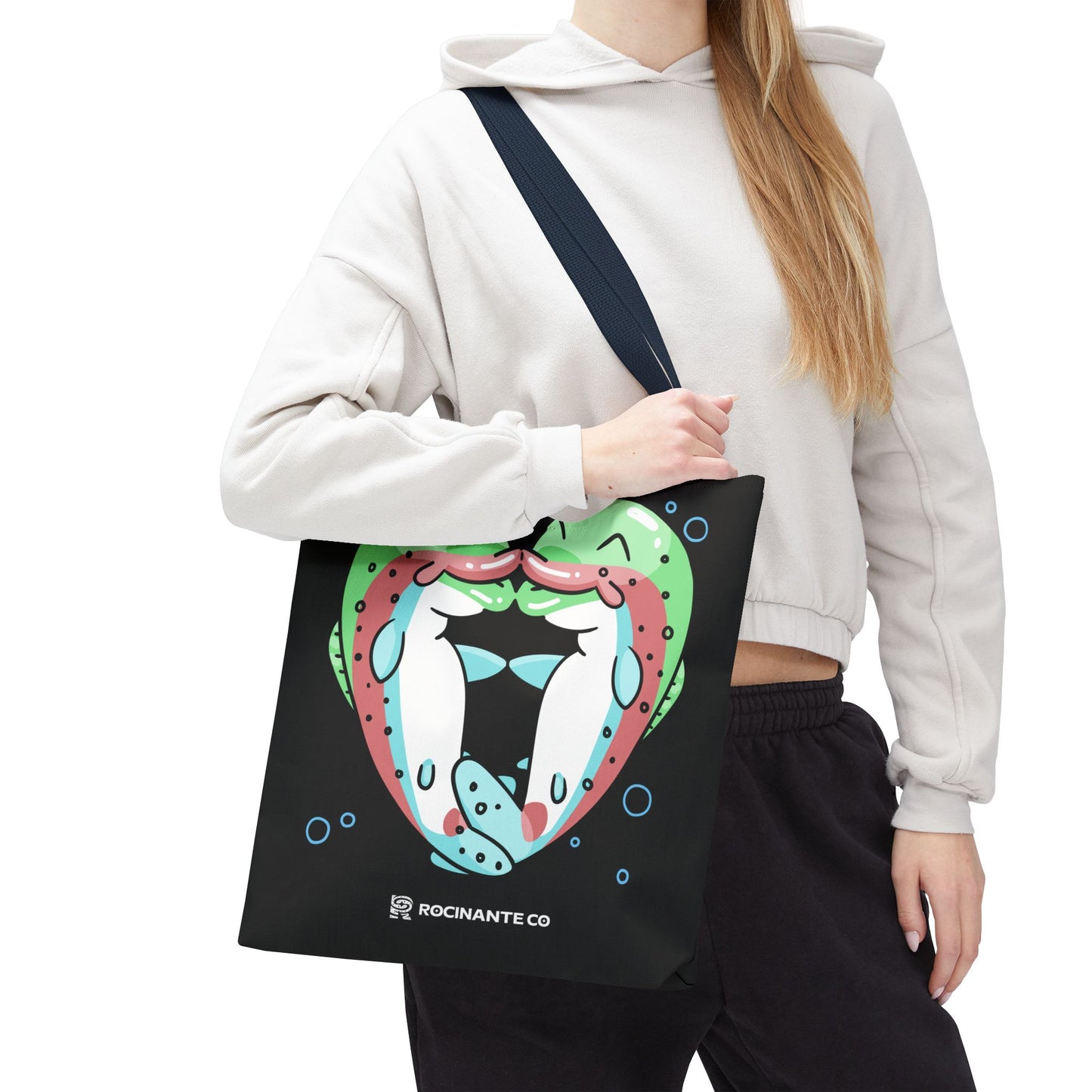 Trout Heart Tote Bag Black – Eco-Friendly Reusable Grocery Shopper, Stylish Canvas Bag for Fishing Lovers & Outdoor Adventures
