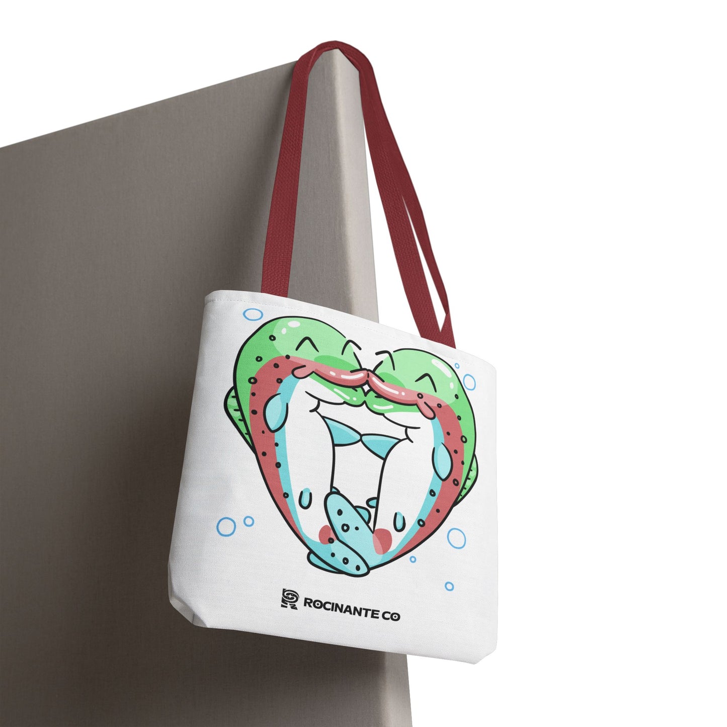 Trout Heart Tote Bag White, Cute Fish Illustration Canvas Shopper, Eco-Friendly Reusable Grocery Bag, Stylish Everyday Carry-All
