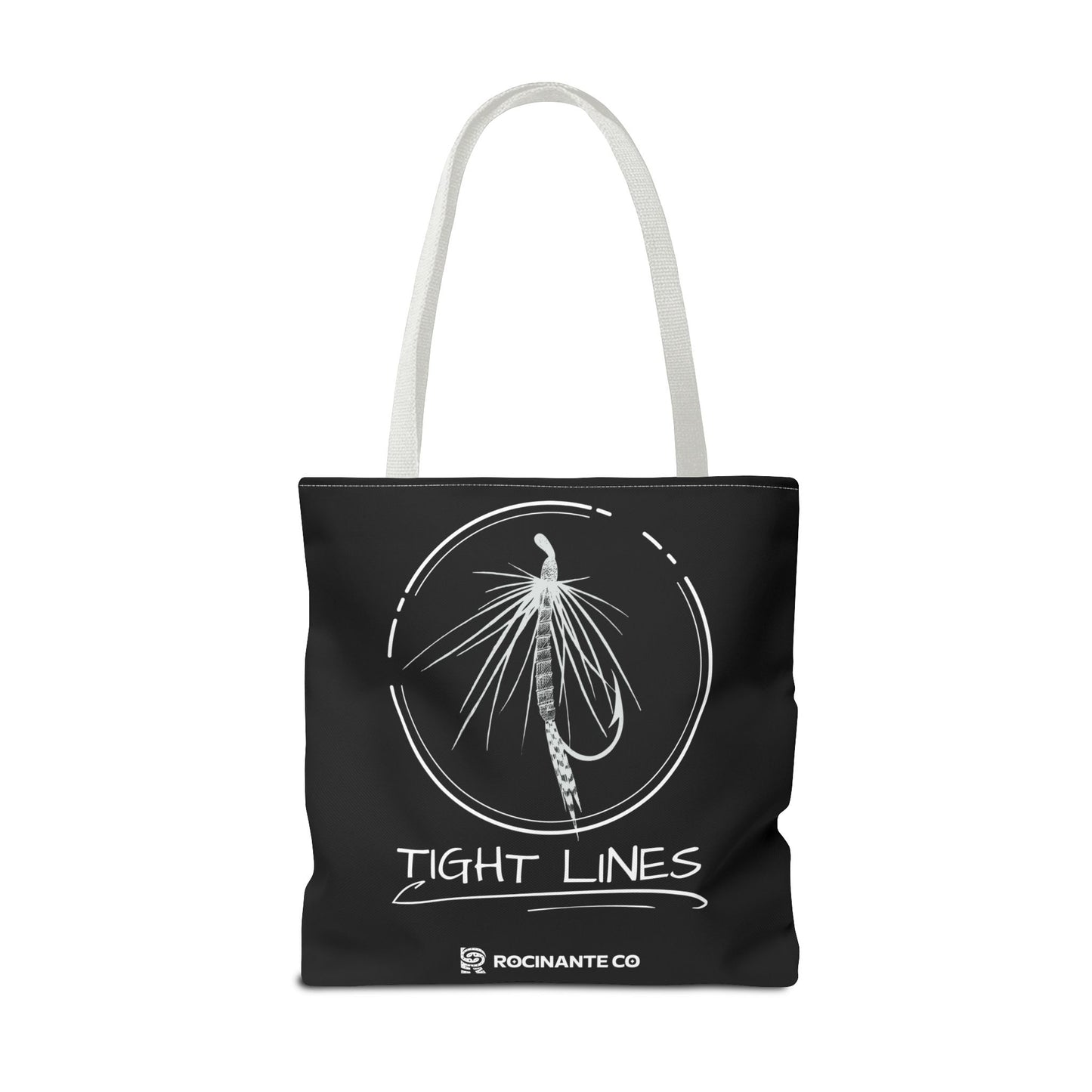 Tight Lines Tote Bag Black, Durable Fishing Tote with Spacious Design & Comfortable Handles for Outdoor Adventures