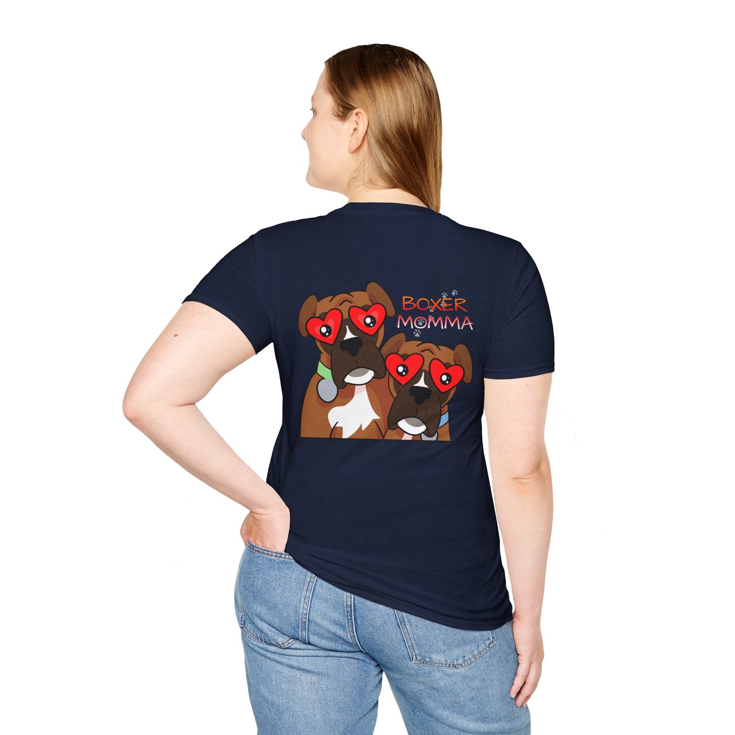 Unisex Boxer Momma T-Shirt - Softstyle Cotton Tee, Dog Lover Gift, Casual Fit, Pet Mom Shirt, Comfortable & Durable