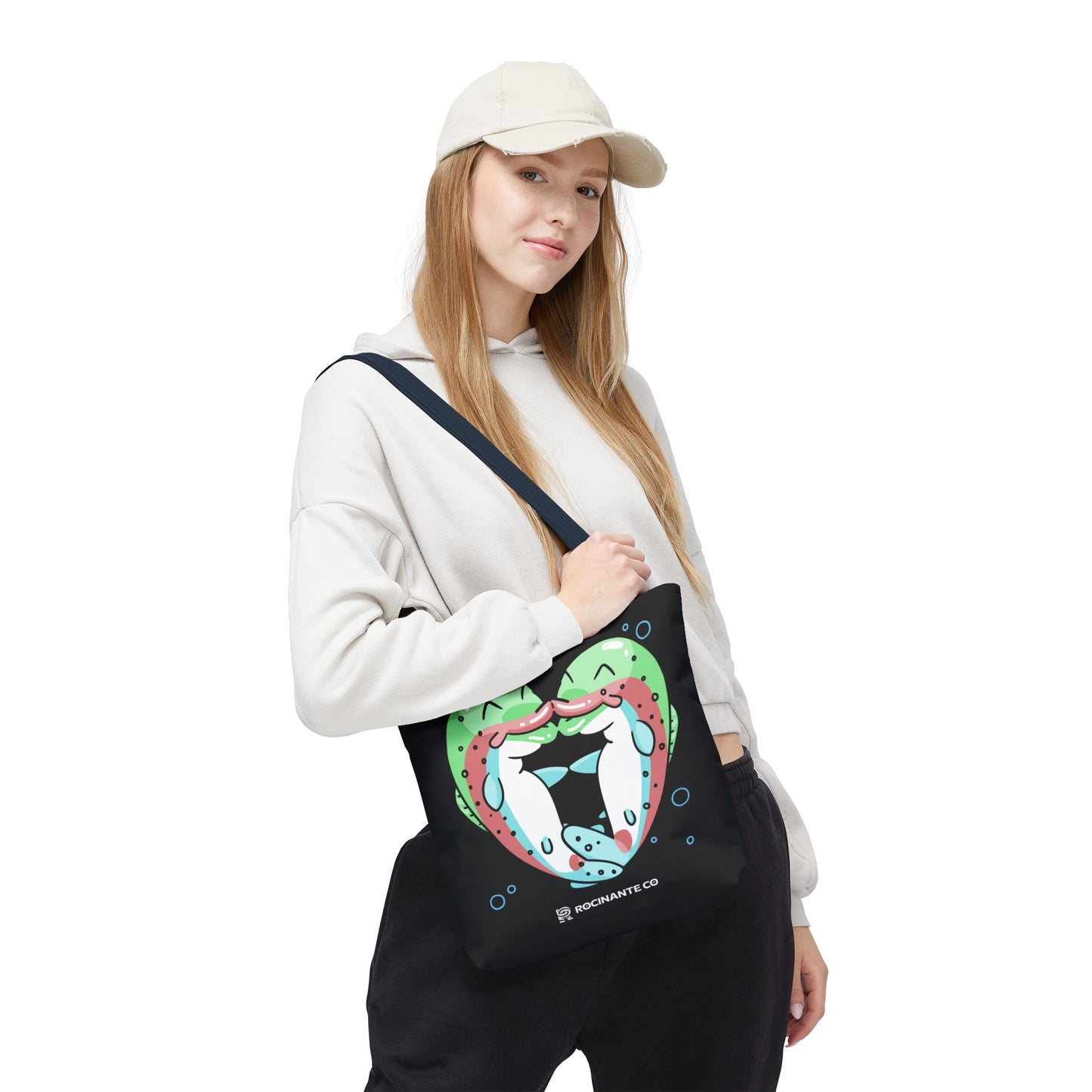 Trout Heart Tote Bag Black – Eco-Friendly Reusable Grocery Shopper, Stylish Canvas Bag for Fishing Lovers & Outdoor Adventures