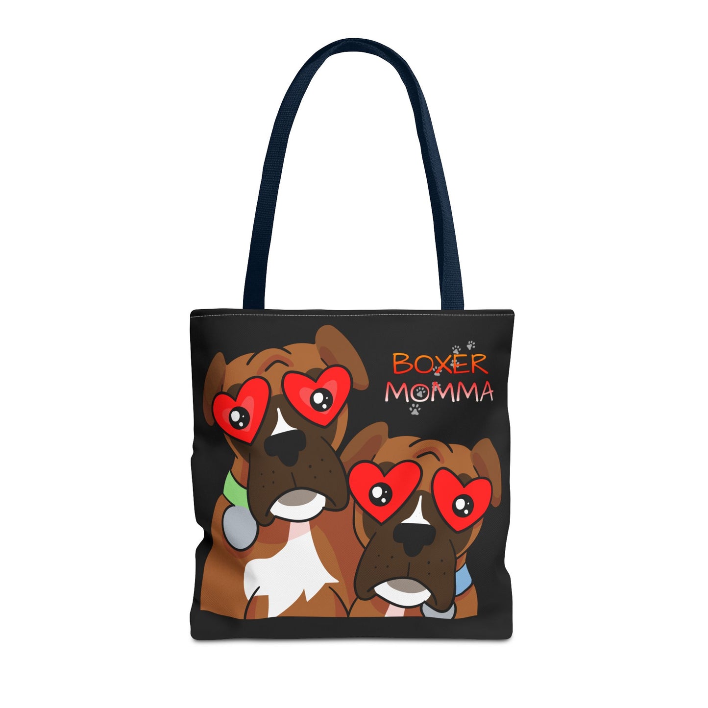 Boxer Momma Tote Bag Black - Durable Canvas Shoulder Bag for Dog Lovers, Spacious Everyday Carry, Pet Mom Gift