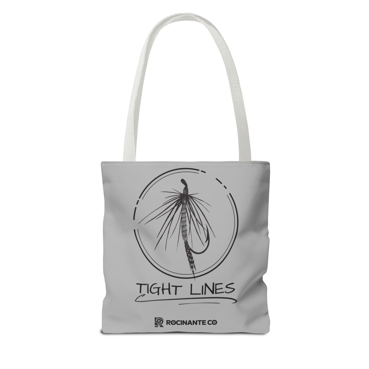 Tight Lines Tote Bag Grey - Durable Fishing Gift, Canvas Beach, Reusable Market Shopping Bag, Casual Everyday Carry Tote