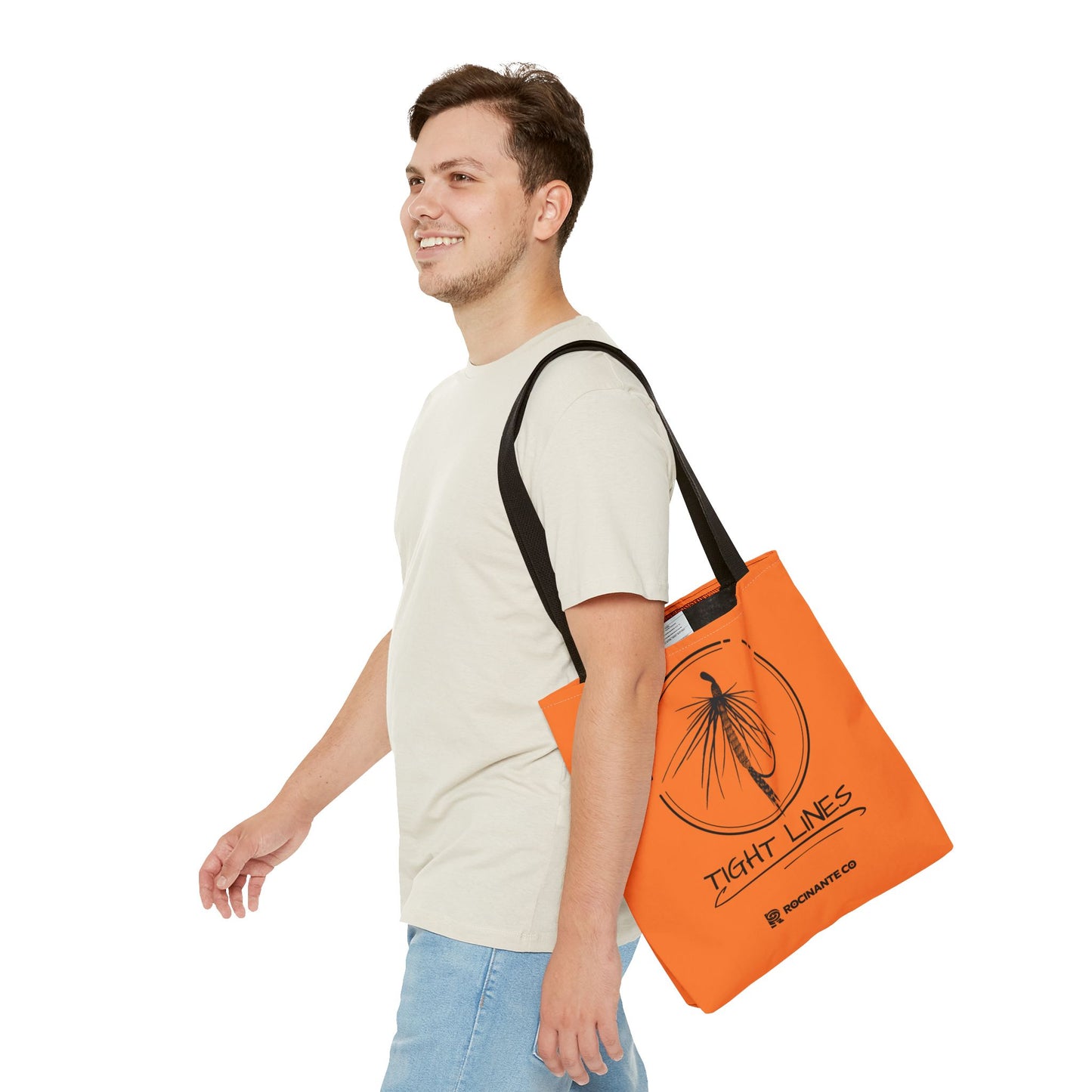 Tight Lines Tote Bag Orange, Durable Canvas Fishing, Beach, Market, Lightweight Reusable Grocery Bag, Outdoor Adventure Gift