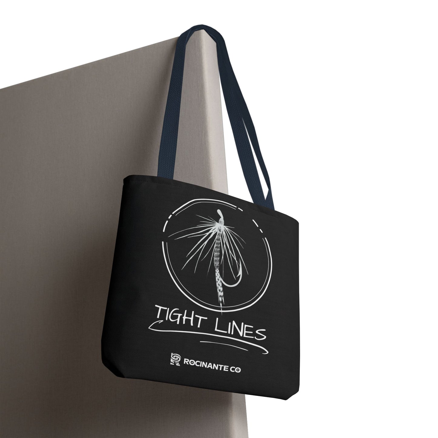 Tight Lines Tote Bag Black, Durable Fishing Tote with Spacious Design & Comfortable Handles for Outdoor Adventures
