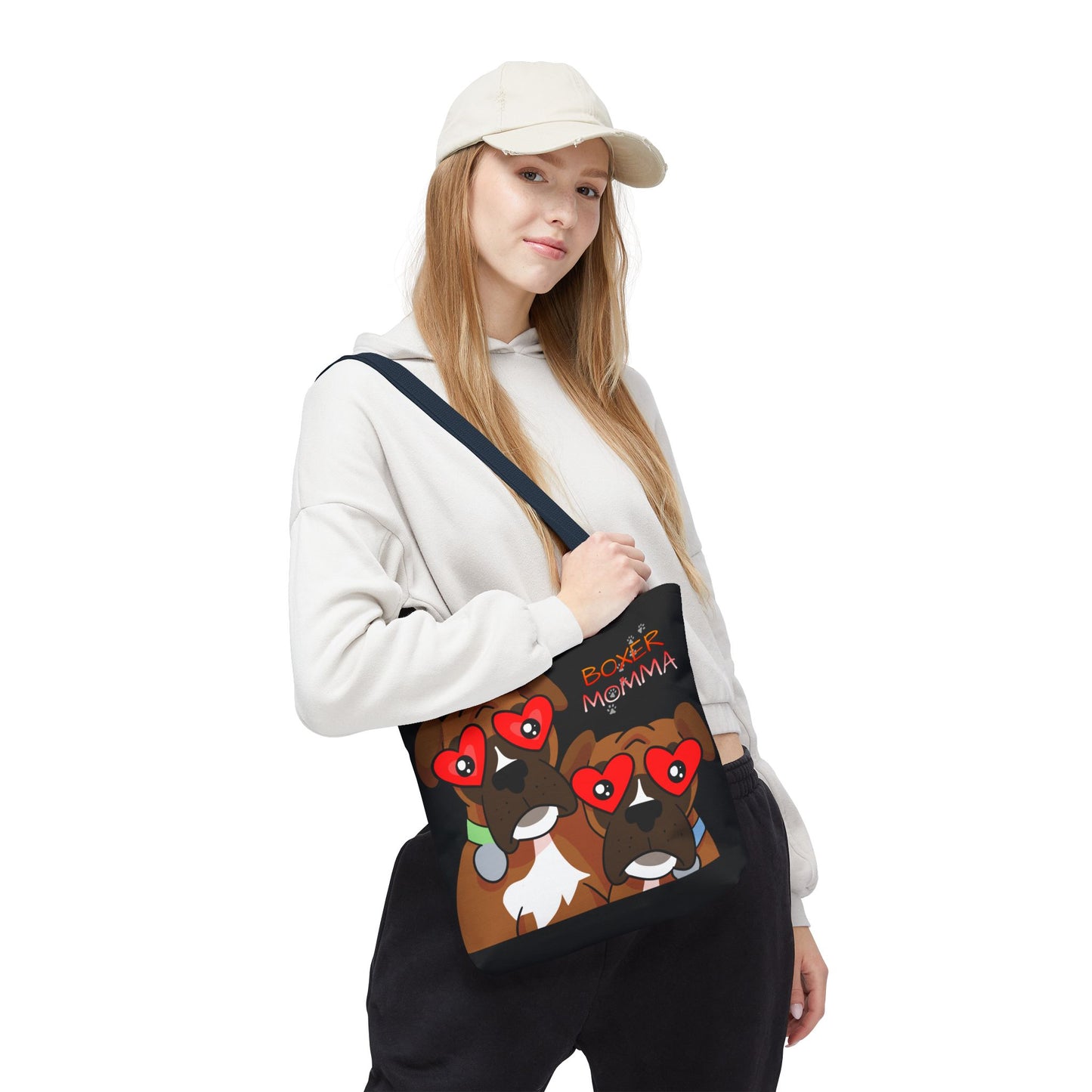 Boxer Momma Tote Bag Black - Durable Canvas Shoulder Bag for Dog Lovers, Spacious Everyday Carry, Pet Mom Gift