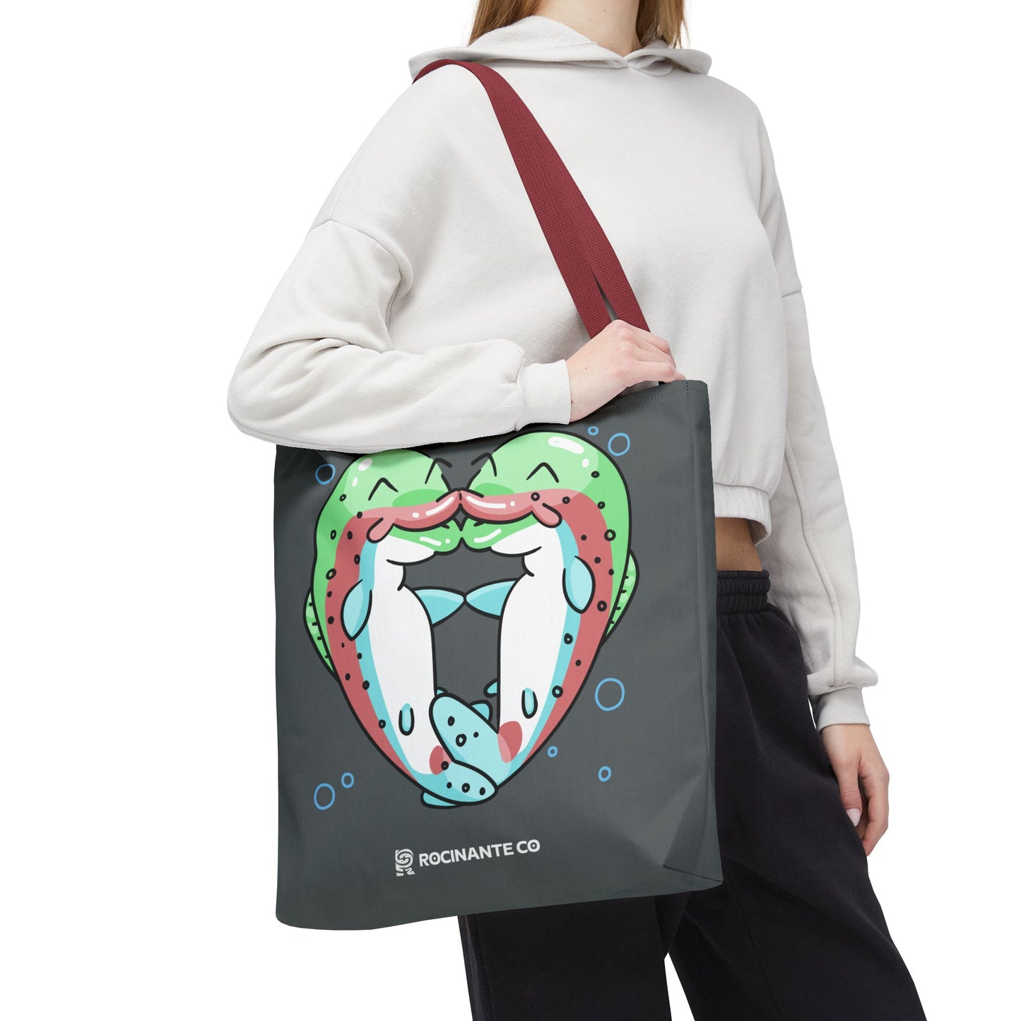 Trout Heart Tote Bag Grey - Eco-Friendly Reusable Shopper, Durable Canvas Carryall for Everyday Use & Gift Idea