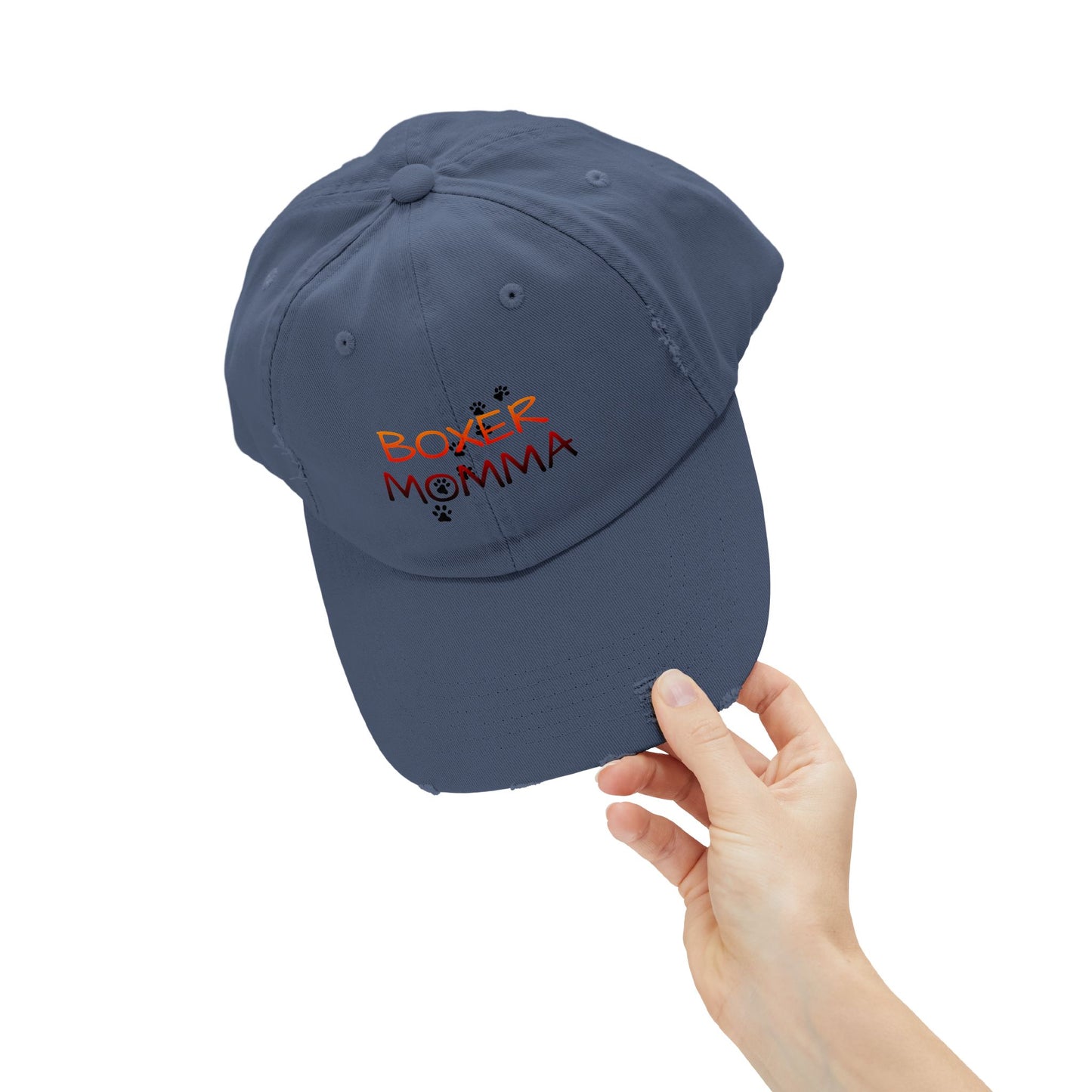 Boxer Momma Distressed Hat - Vintage Style Baseball Cap for Dog Lovers, Adjustable Cotton Dad Hat, Gift for Boxer Mom