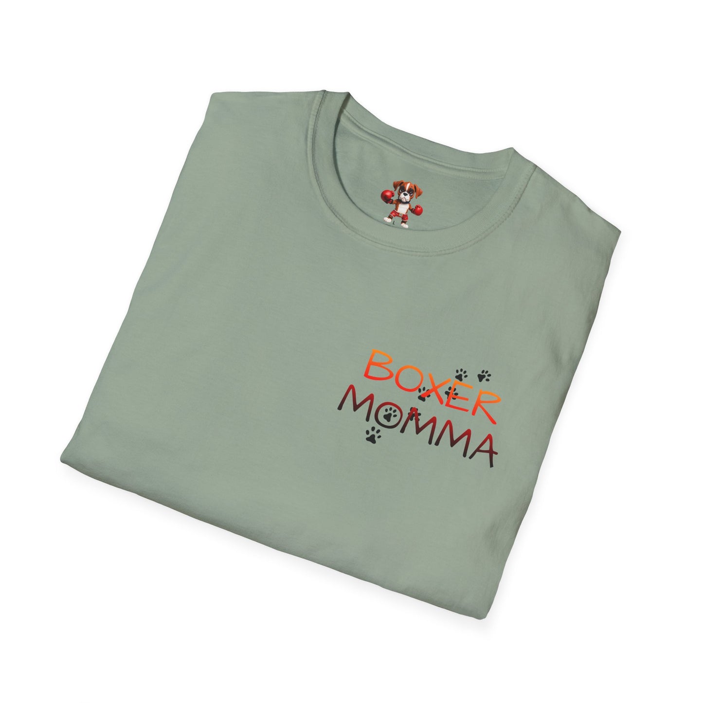 Unisex Boxer Momma T-Shirt - Softstyle Cotton Tee, Dog Lover Gift, Casual Fit, Pet Mom Shirt, Comfortable & Durable