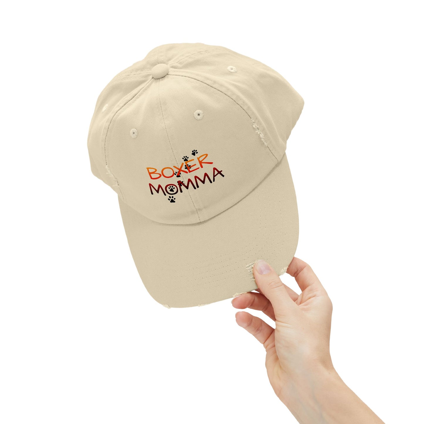 Boxer Momma Distressed Hat - Vintage Style Baseball Cap for Dog Lovers, Adjustable Cotton Dad Hat, Gift for Boxer Mom