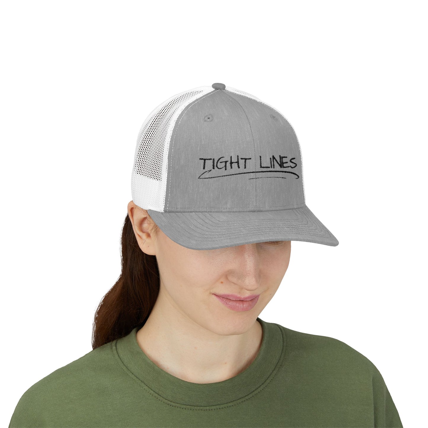 Tight Lines Embroidered Trucker Hat (Dark Logo)