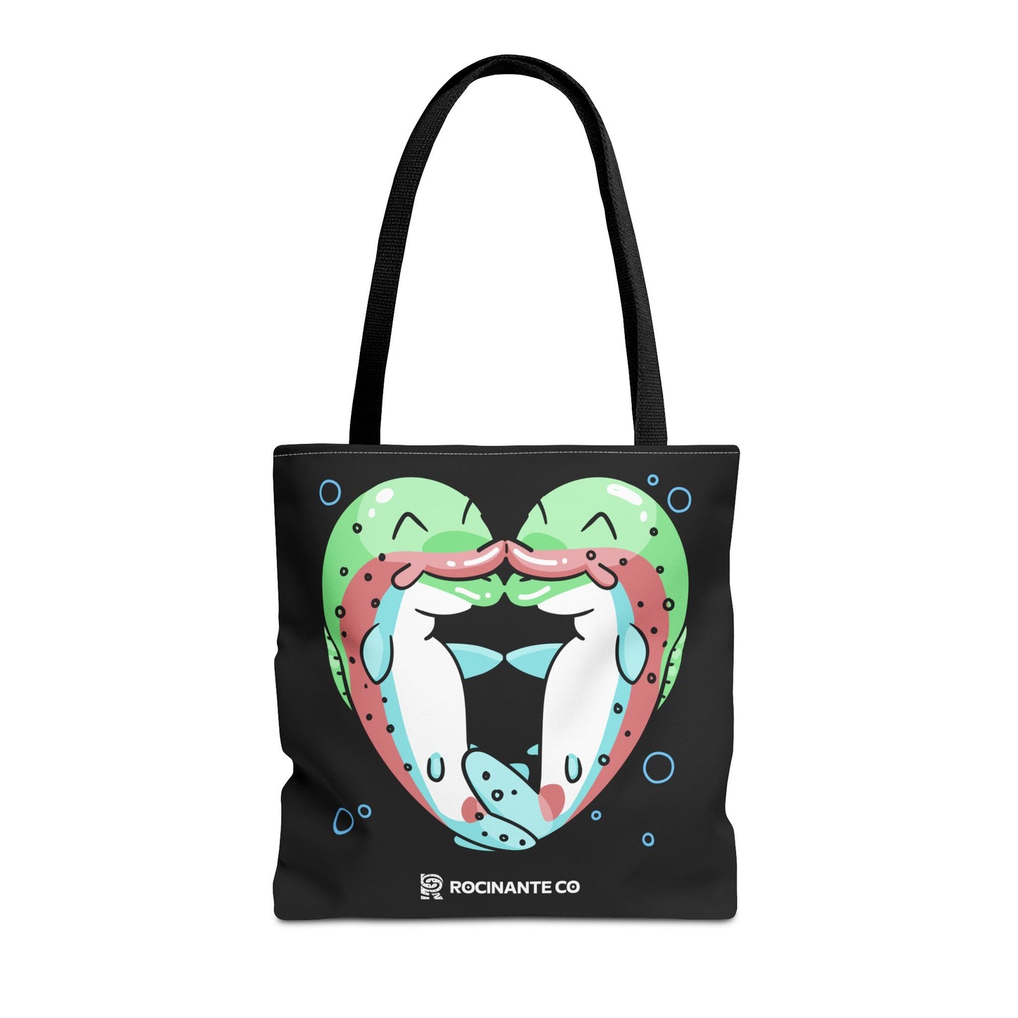 Trout Heart Tote Bag Black – Eco-Friendly Reusable Grocery Shopper, Stylish Canvas Bag for Fishing Lovers & Outdoor Adventures