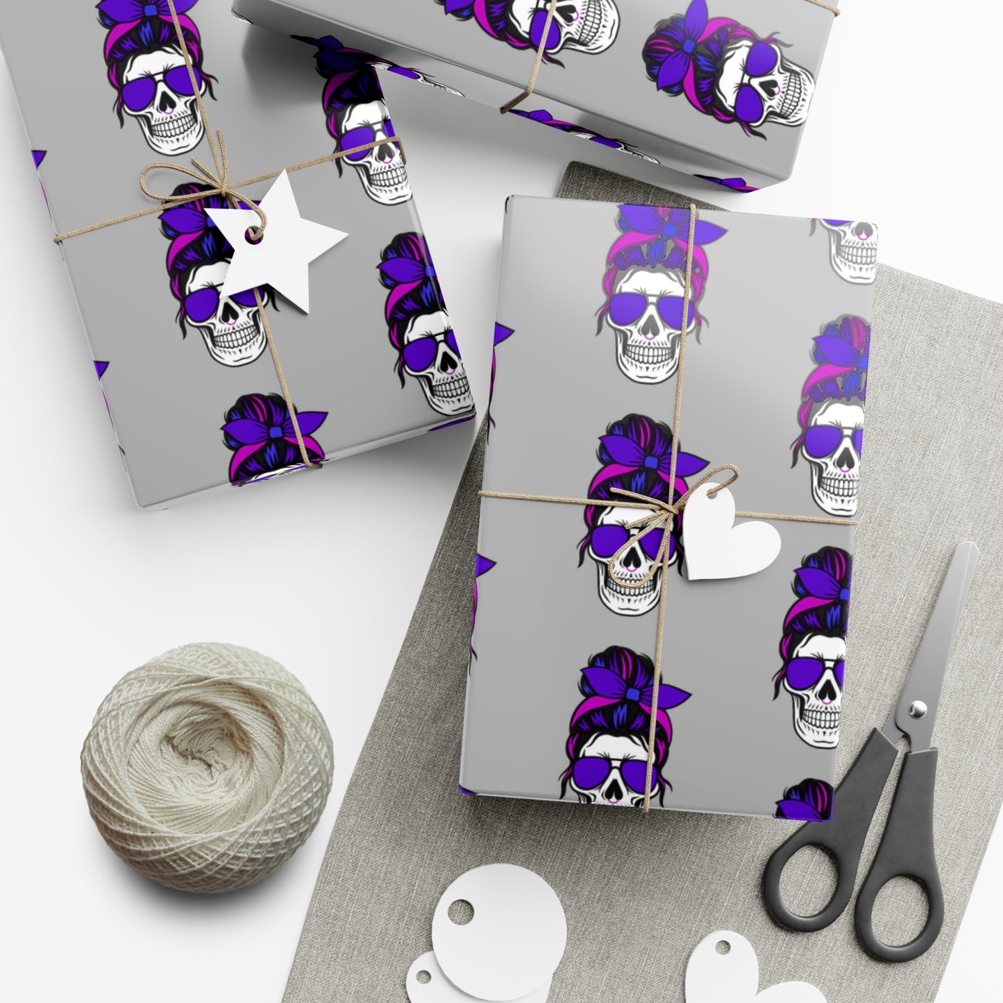 Feral Skull Gift Wrap Paper, Halloween Wrapping Paper, Unique Party Supplies, Dark Themed Gifts, Gothic Birthday Wrap