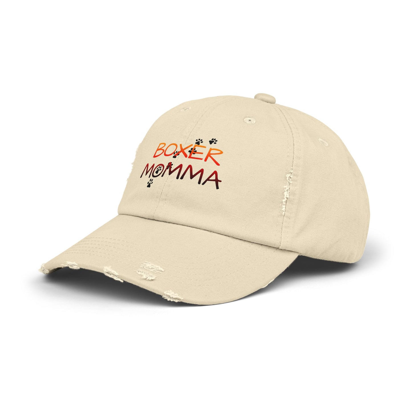 Boxer Momma Distressed Hat - Vintage Style Baseball Cap for Dog Lovers, Adjustable Cotton Dad Hat, Gift for Boxer Mom
