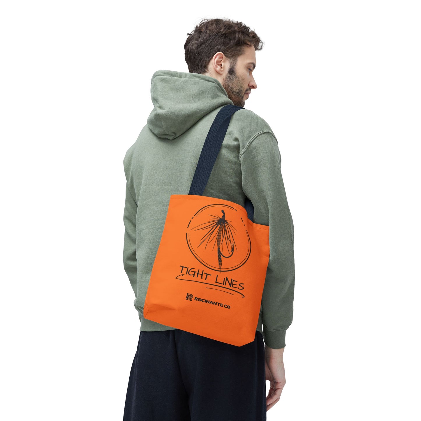 Tight Lines Tote Bag Orange, Durable Canvas Fishing, Beach, Market, Lightweight Reusable Grocery Bag, Outdoor Adventure Gift
