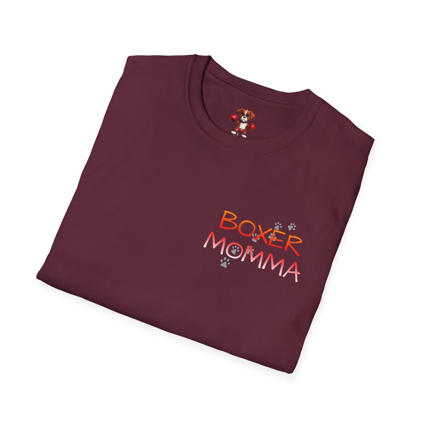 Unisex Boxer Momma T-Shirt - Softstyle Cotton Tee, Dog Lover Gift, Casual Fit, Pet Mom Shirt, Comfortable & Durable