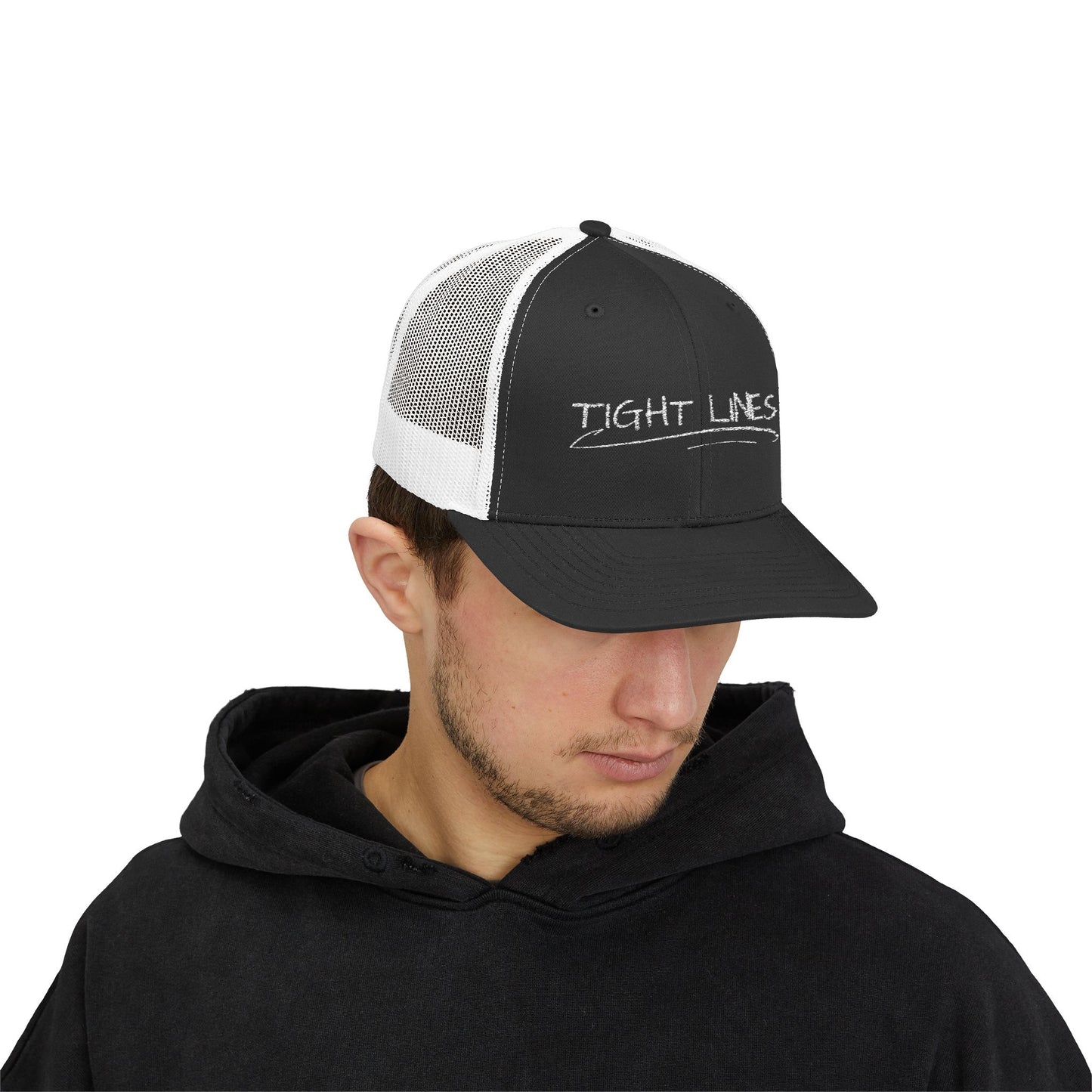 Tight Lines Embroidered Trucker Hat (Light Logo)