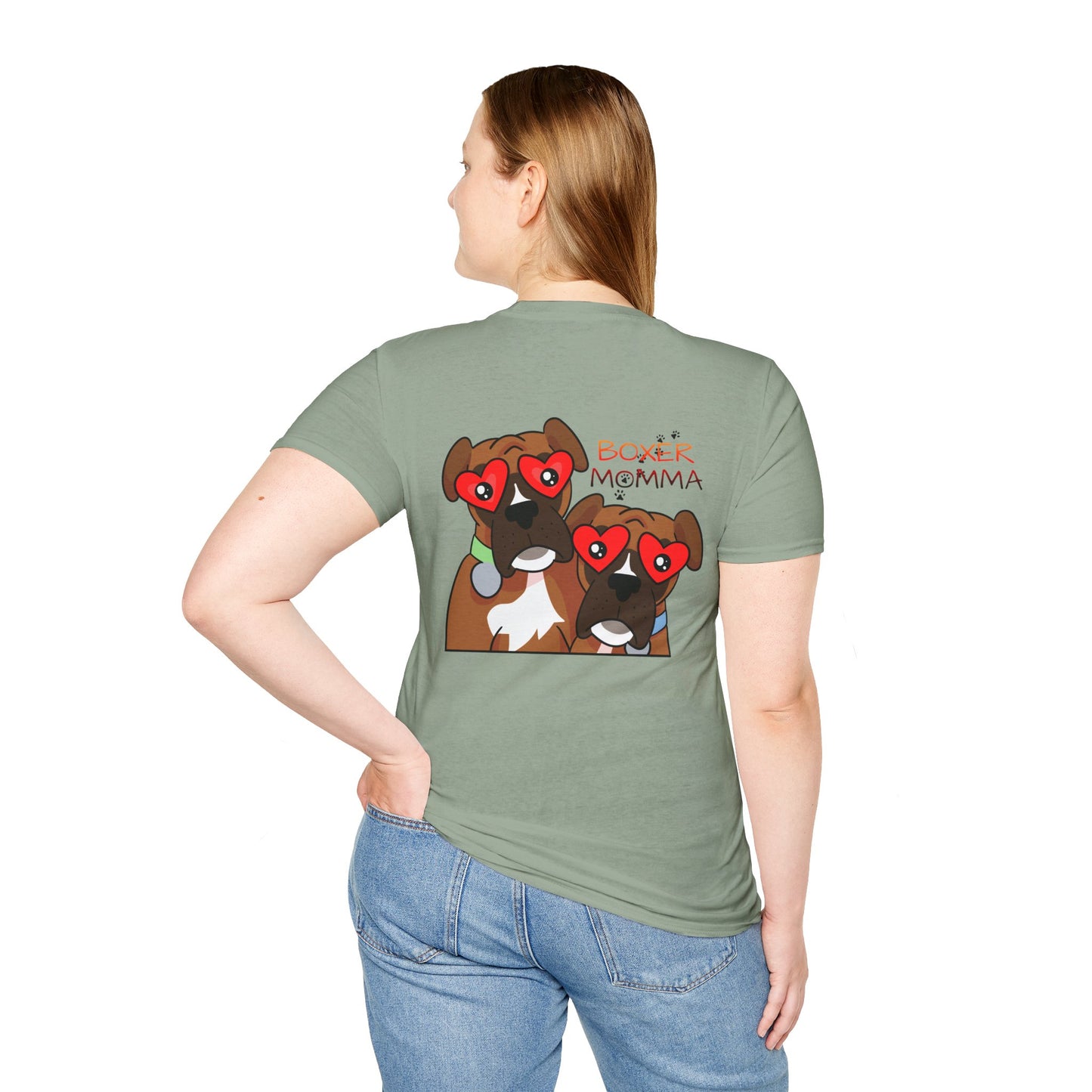 Unisex Boxer Momma T-Shirt - Softstyle Cotton Tee, Dog Lover Gift, Casual Fit, Pet Mom Shirt, Comfortable & Durable