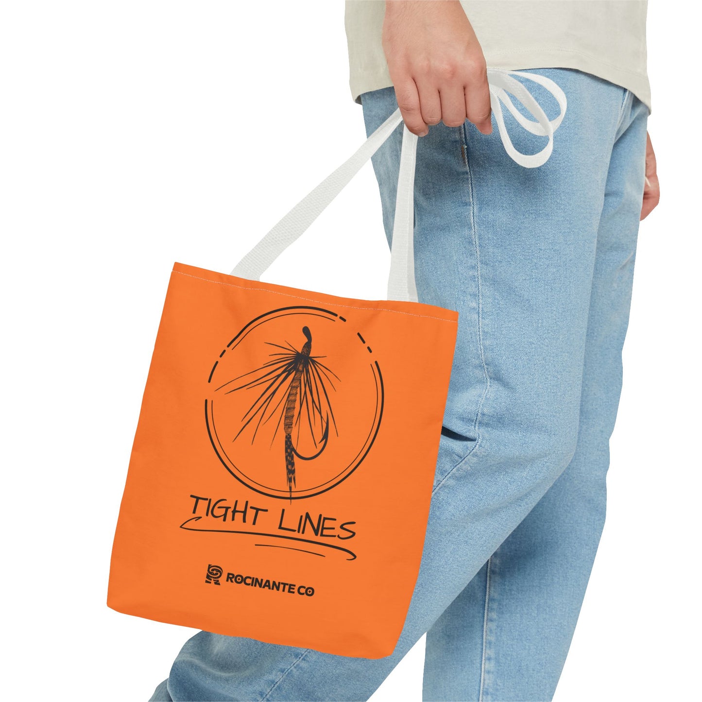 Tight Lines Tote Bag Orange, Durable Canvas Fishing, Beach, Market, Lightweight Reusable Grocery Bag, Outdoor Adventure Gift