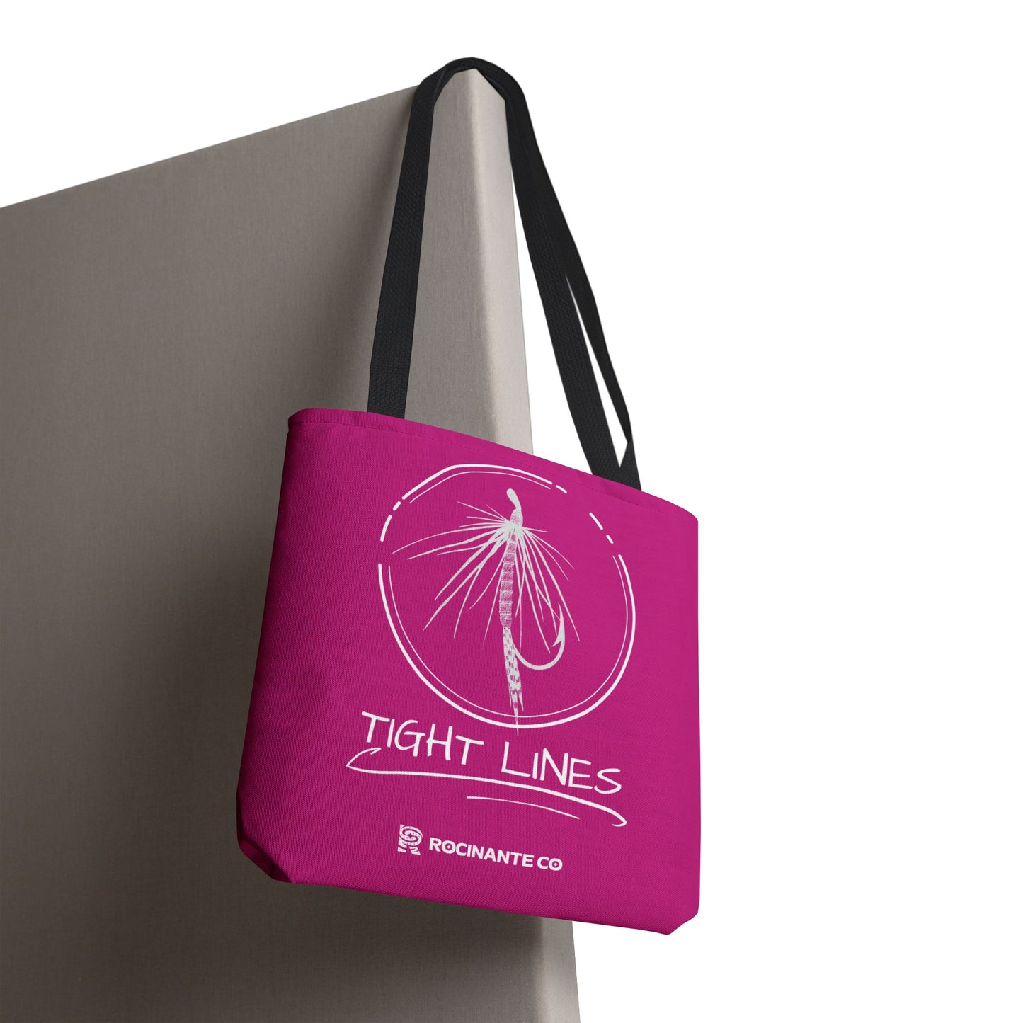 Pink Tight Lines Tote Bag, Fishing Canvas Tote Lightweight Durable Beach Market Bag