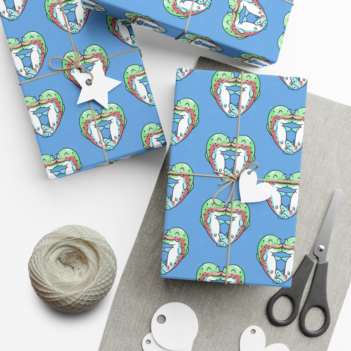 Trout Heart Gift Wrap Paper - Fun & Festive Wrapping for Birthdays, Holidays, Showers, and Every Occasion, Cute Patterns, Eco-Friendly