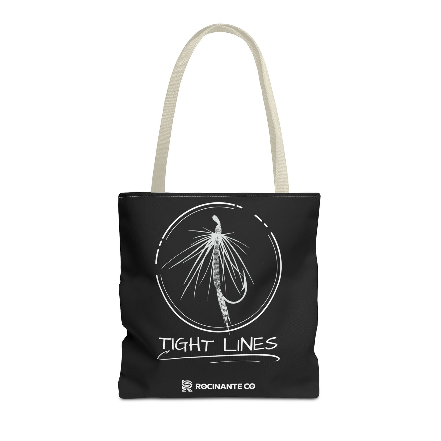 Tight Lines Tote Bag Black, Durable Fishing Tote with Spacious Design & Comfortable Handles for Outdoor Adventures