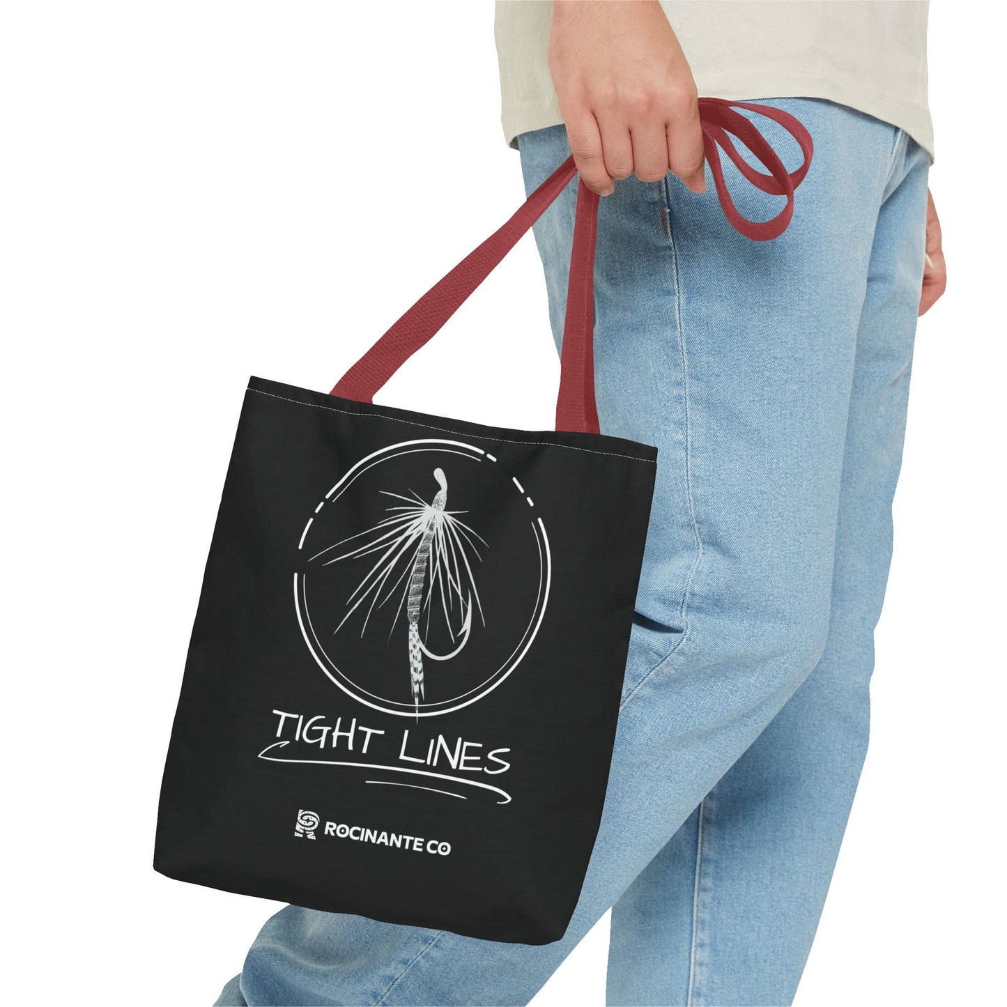 Tight Lines Tote Bag Black, Durable Fishing Tote with Spacious Design & Comfortable Handles for Outdoor Adventures
