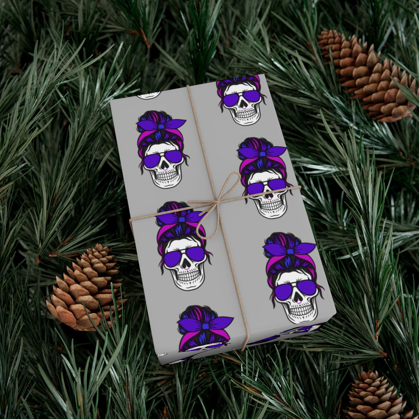 Feral Skull Gift Wrap Paper, Halloween Wrapping Paper, Unique Party Supplies, Dark Themed Gifts, Gothic Birthday Wrap