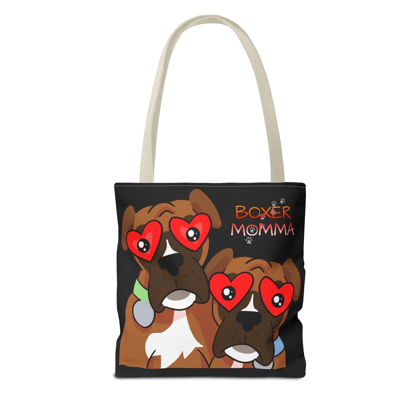 Boxer Momma Tote Bag Black - Durable Canvas Shoulder Bag for Dog Lovers, Spacious Everyday Carry, Pet Mom Gift