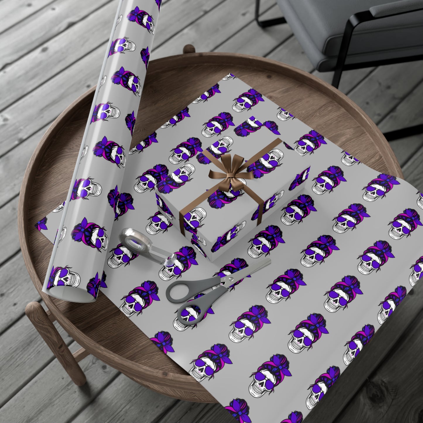 Feral Skull Gift Wrap Paper, Halloween Wrapping Paper, Unique Party Supplies, Dark Themed Gifts, Gothic Birthday Wrap