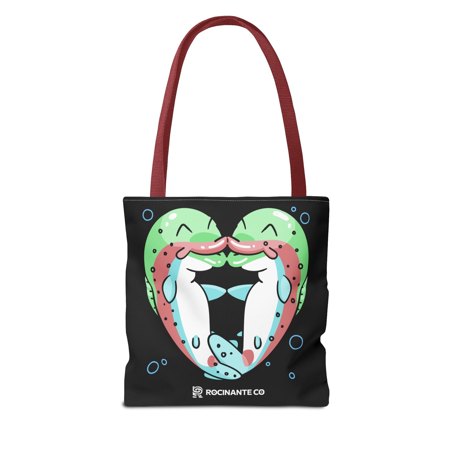 Trout Heart Tote Bag Black – Eco-Friendly Reusable Grocery Shopper, Stylish Canvas Bag for Fishing Lovers & Outdoor Adventures