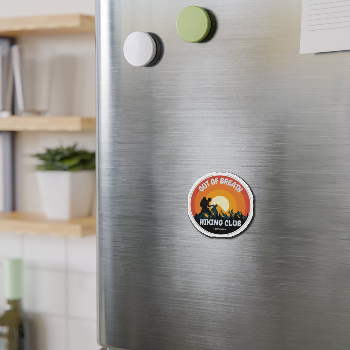 Out of Breath Hiking Club Die-Cut Magnet | Outdoor Adventure | Perfect Gift for Hikers, Nature Lovers, Campers