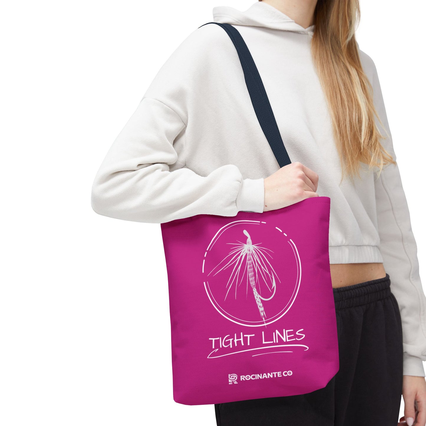 Pink Tight Lines Tote Bag, Fishing Canvas Tote Lightweight Durable Beach Market Bag