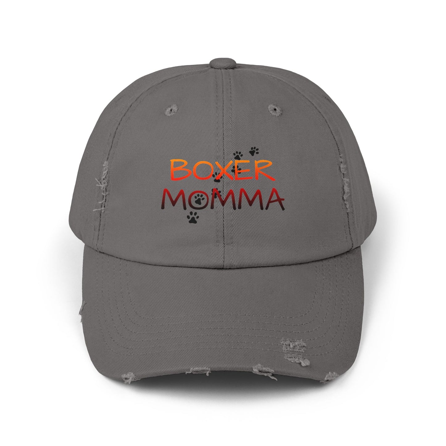 Boxer Momma Distressed Hat - Vintage Style Baseball Cap for Dog Lovers, Adjustable Cotton Dad Hat, Gift for Boxer Mom