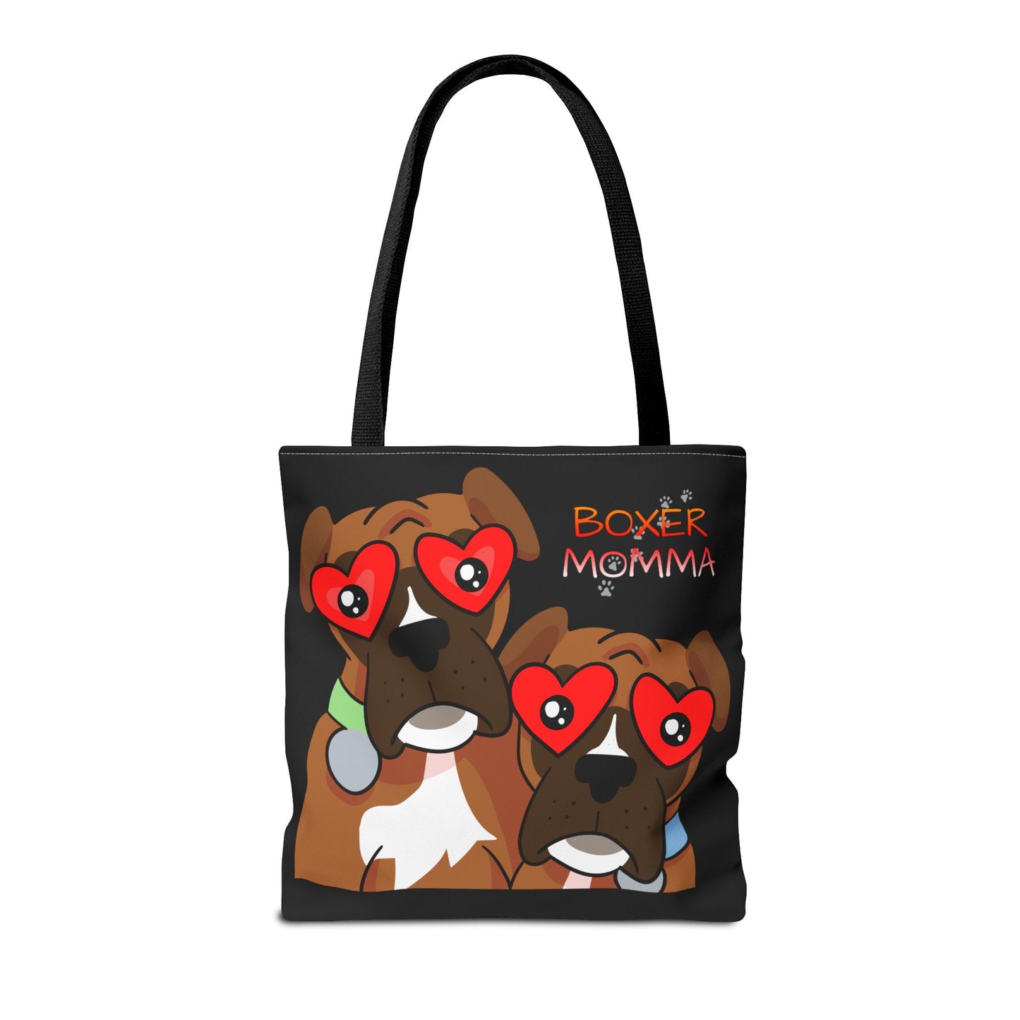 Boxer Momma Tote Bag Black - Durable Canvas Shoulder Bag for Dog Lovers, Spacious Everyday Carry, Pet Mom Gift