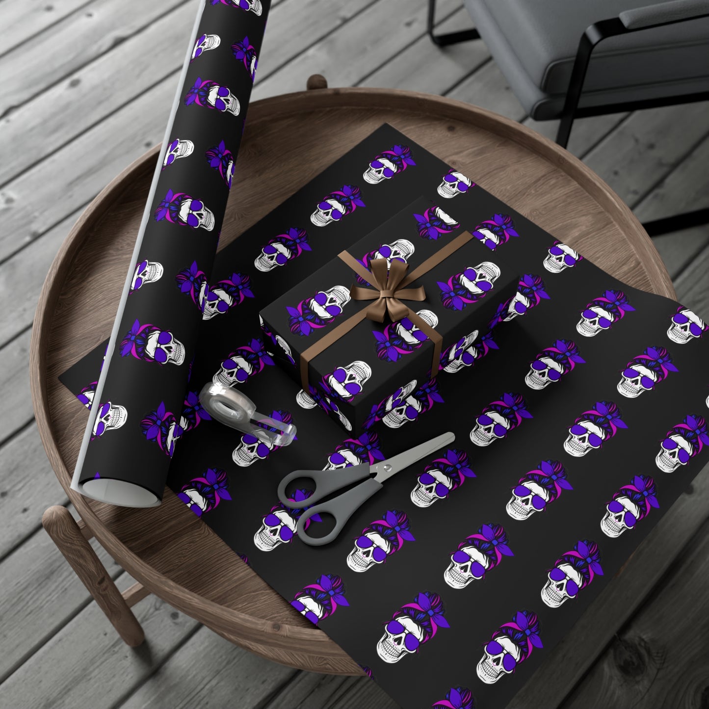 Feral Skull Gift Wrap Paper, Halloween Wrapping Paper, Unique Party Supplies, Dark Themed Gifts, Gothic Birthday Wrap