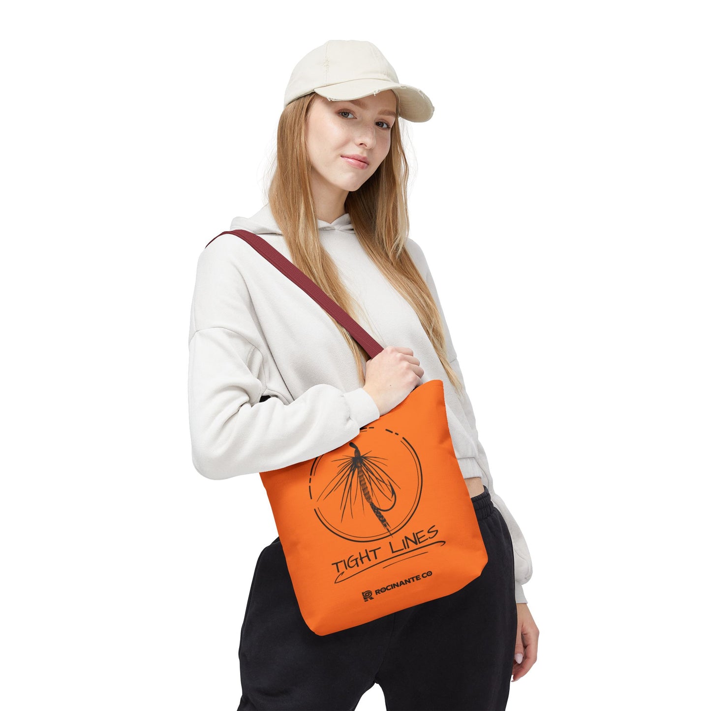 Tight Lines Tote Bag Orange, Durable Canvas Fishing, Beach, Market, Lightweight Reusable Grocery Bag, Outdoor Adventure Gift