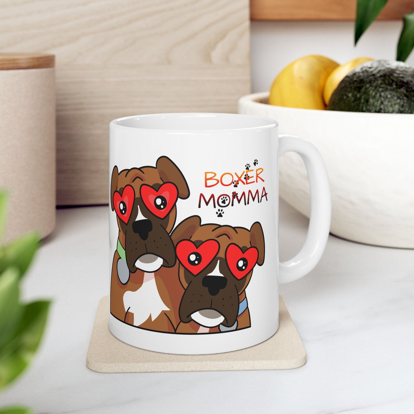 Boxer Momma Ceramic Mug - Cute Dog Mom Gift, Personalized Coffee Cup for Boxer Lovers, Durable Tea Cup, Dog Owner Present