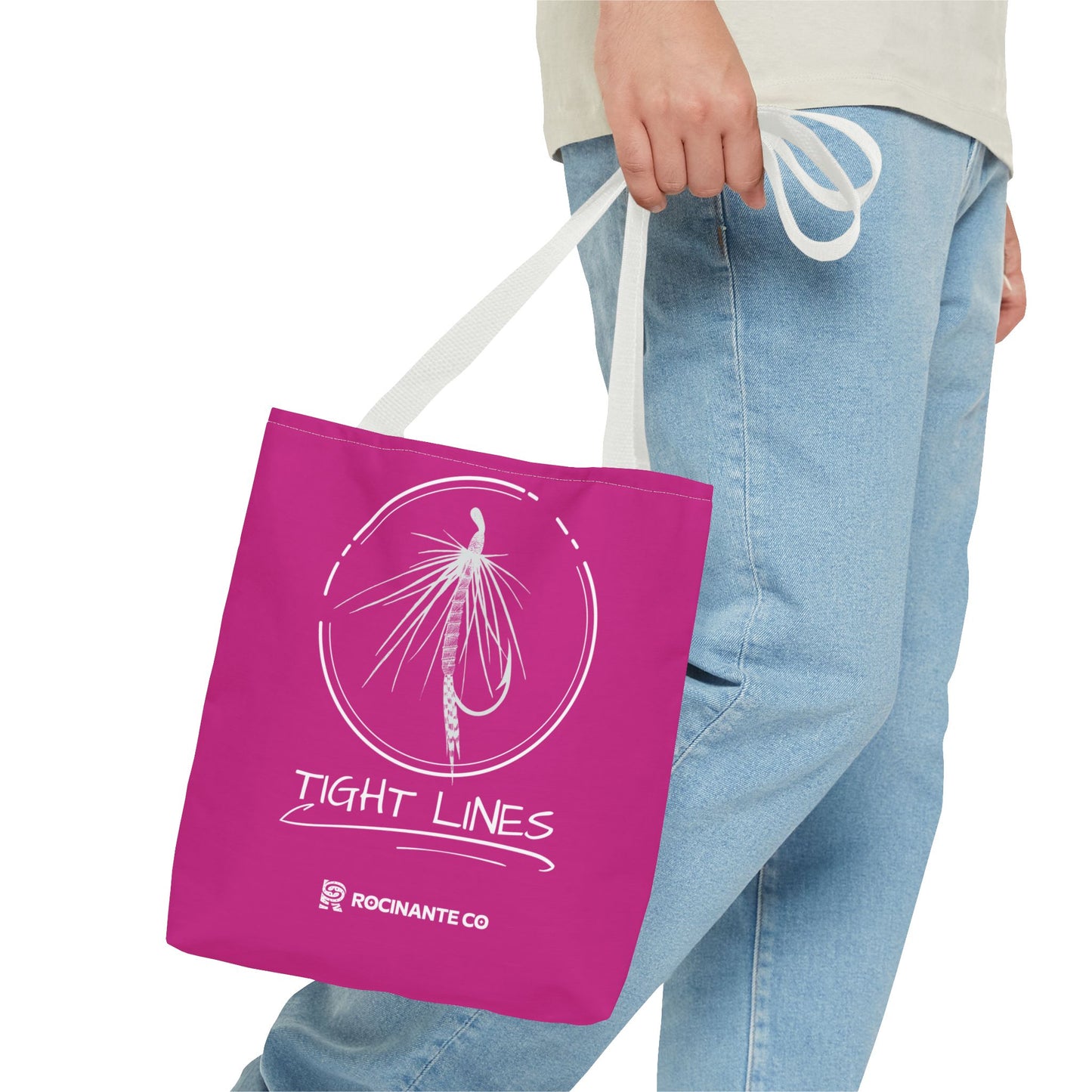 Pink Tight Lines Tote Bag, Fishing Canvas Tote Lightweight Durable Beach Market Bag