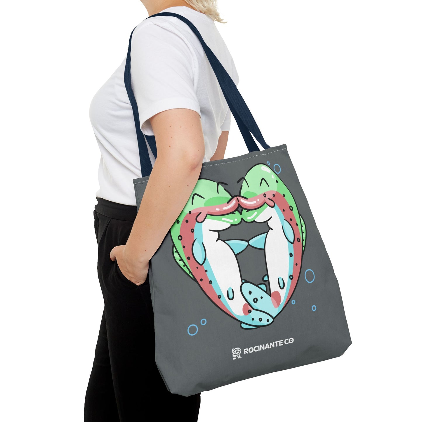 Trout Heart Tote Bag Grey - Eco-Friendly Reusable Shopper, Durable Canvas Carryall for Everyday Use & Gift Idea