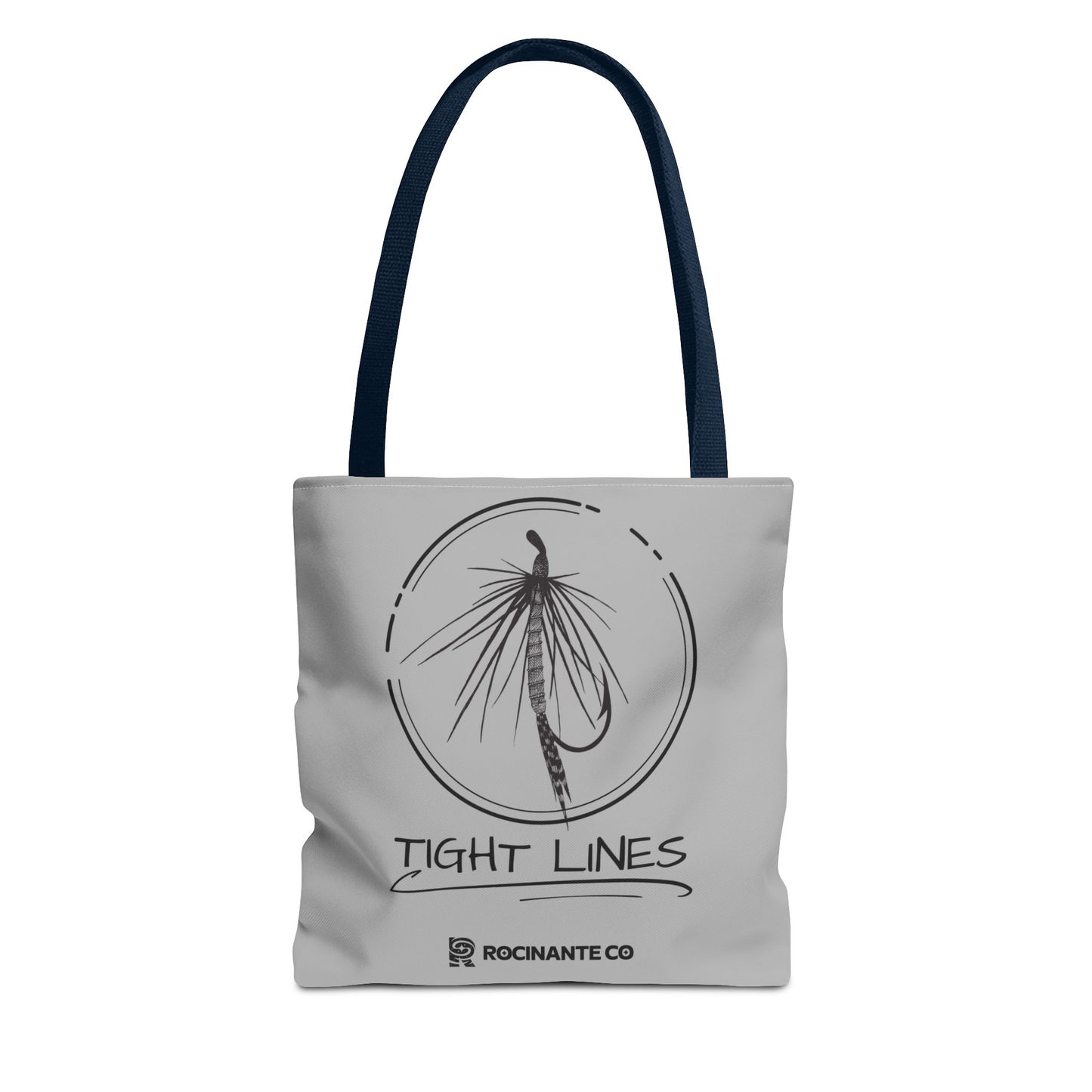 Tight Lines Tote Bag Grey - Durable Fishing Gift, Canvas Beach, Reusable Market Shopping Bag, Casual Everyday Carry Tote