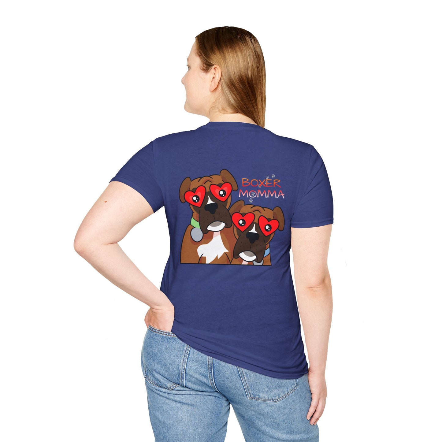 Unisex Boxer Momma T-Shirt - Softstyle Cotton Tee, Dog Lover Gift, Casual Fit, Pet Mom Shirt, Comfortable & Durable
