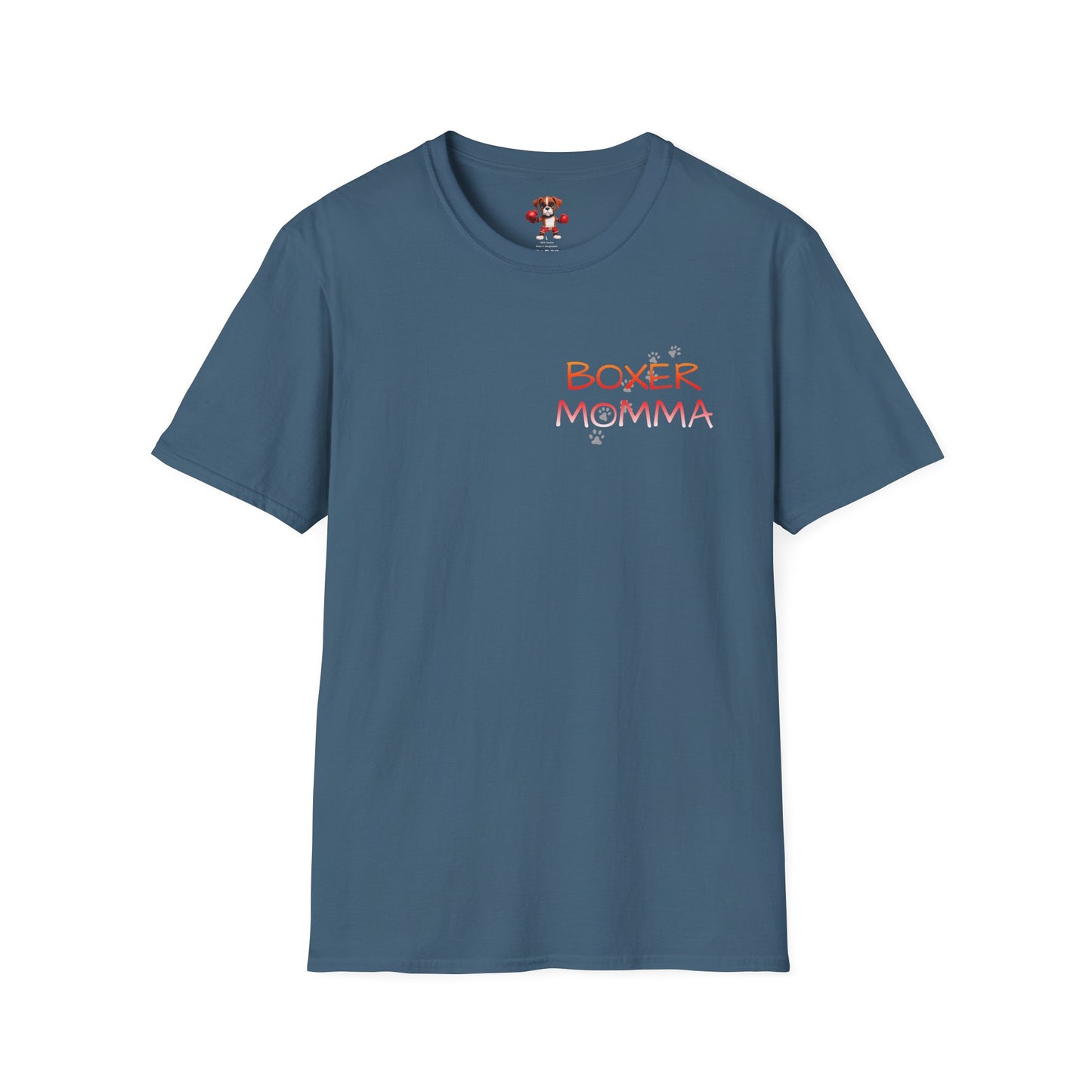 Unisex Boxer Momma T-Shirt - Softstyle Cotton Tee, Dog Lover Gift, Casual Fit, Pet Mom Shirt, Comfortable & Durable