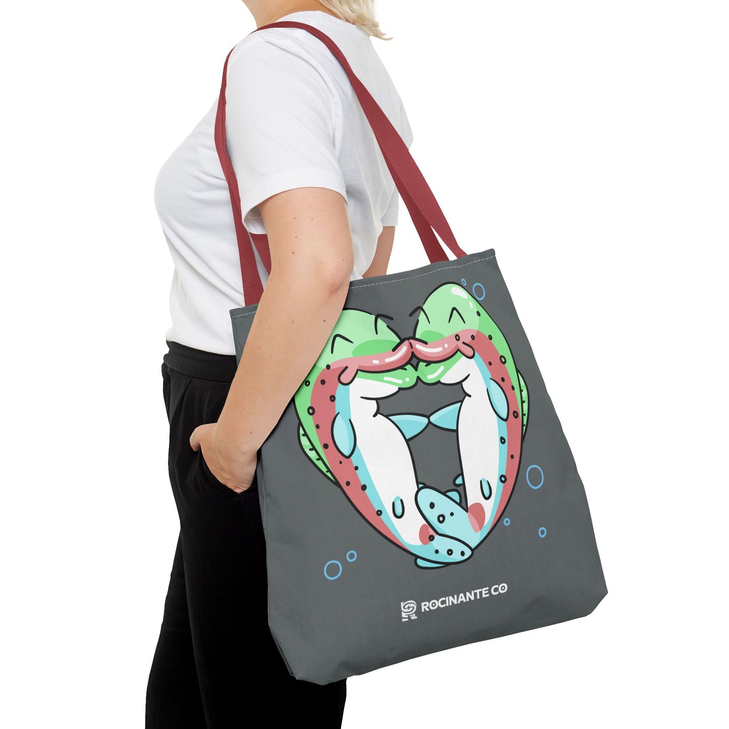 Trout Heart Tote Bag Grey - Eco-Friendly Reusable Shopper, Durable Canvas Carryall for Everyday Use & Gift Idea