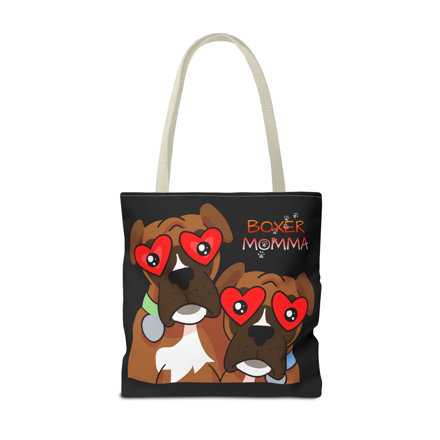 Boxer Momma Tote Bag Black - Durable Canvas Shoulder Bag for Dog Lovers, Spacious Everyday Carry, Pet Mom Gift