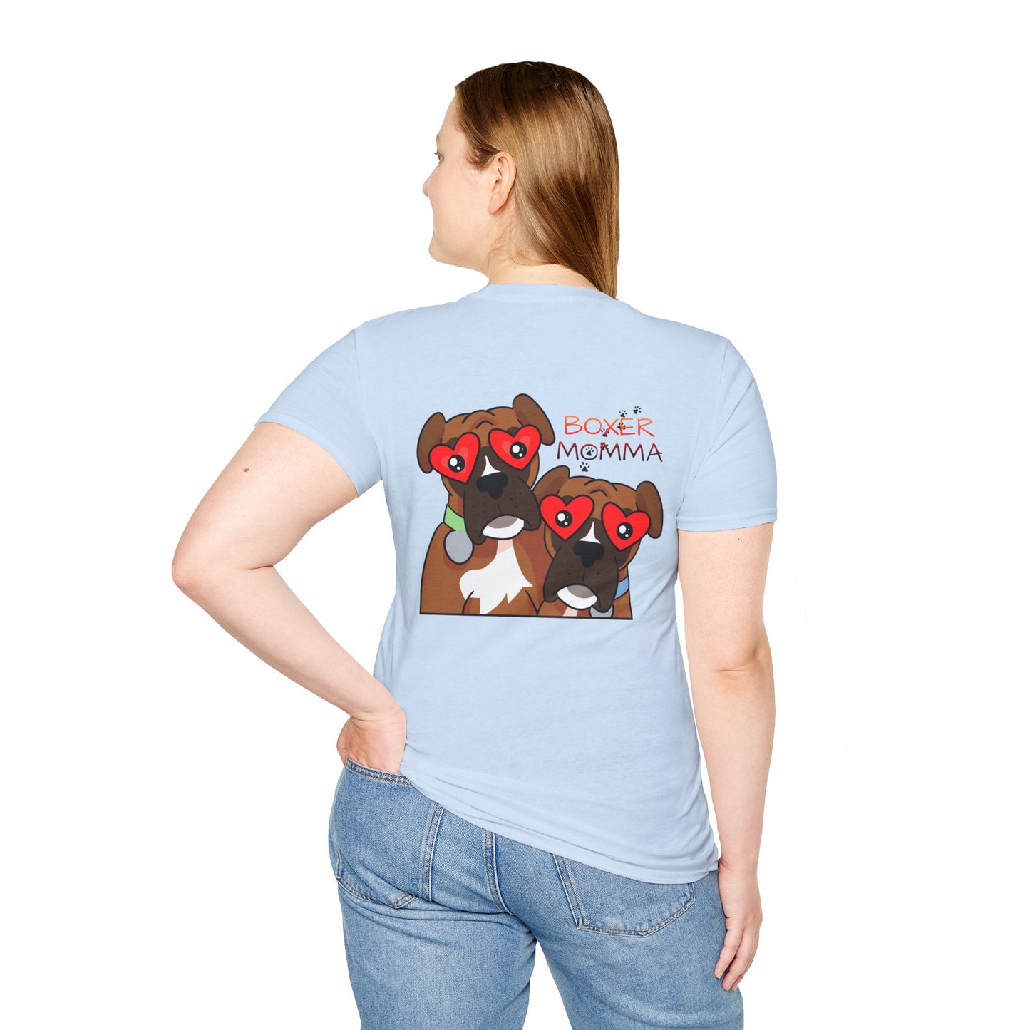 Unisex Boxer Momma T-Shirt - Softstyle Cotton Tee, Dog Lover Gift, Casual Fit, Pet Mom Shirt, Comfortable & Durable