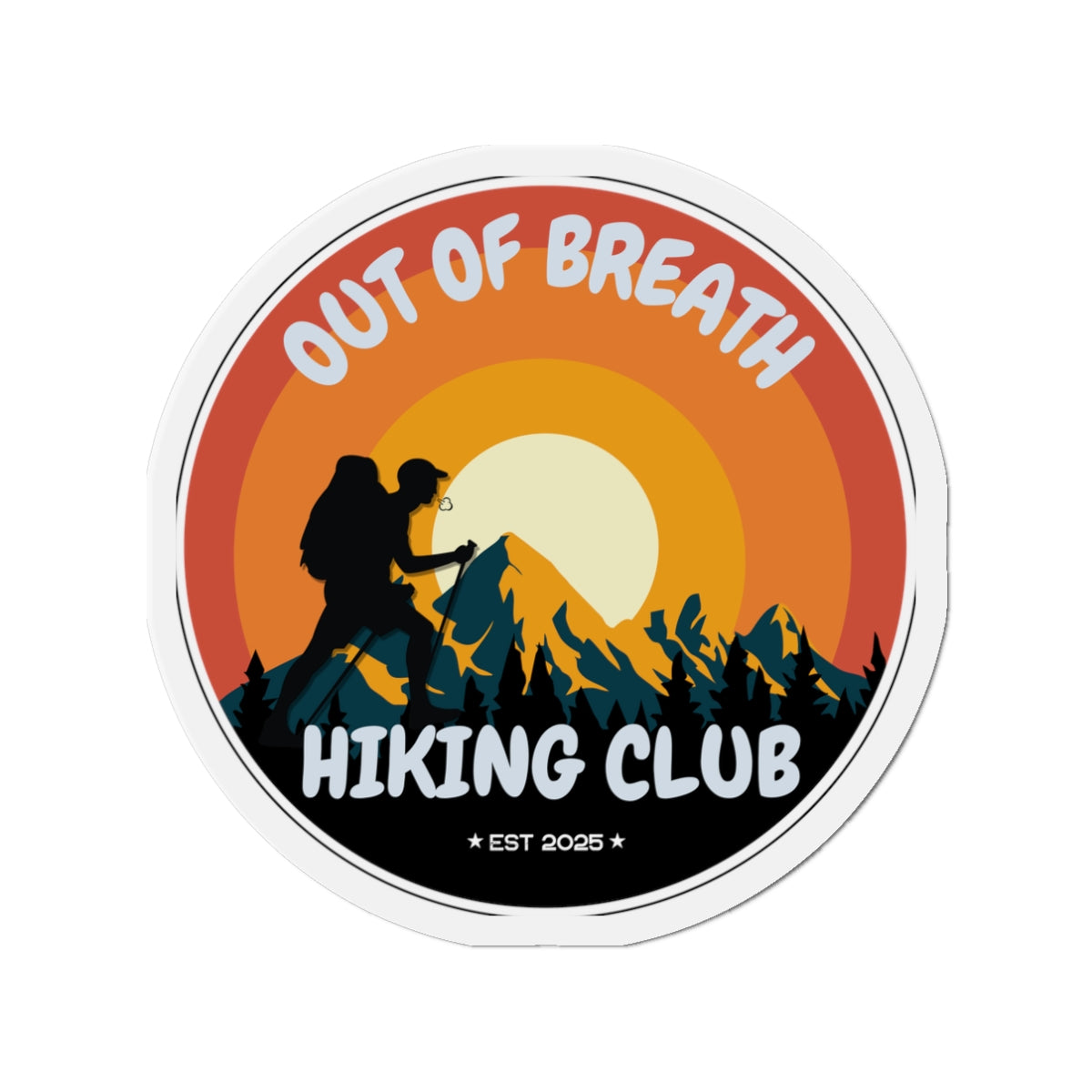 Out of Breath Hiking Club Die-Cut Magnet | Outdoor Adventure | Perfect Gift for Hikers, Nature Lovers, Campers