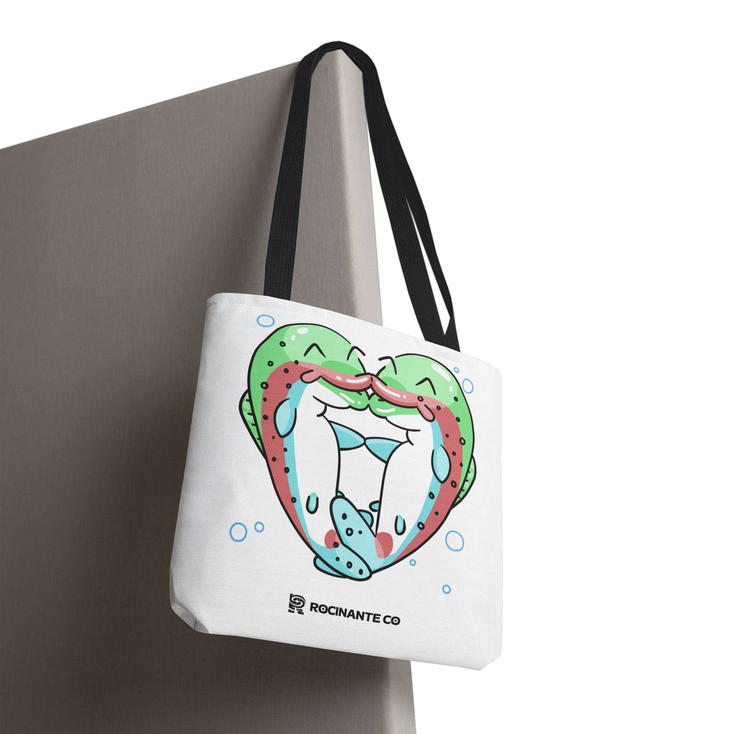 Trout Heart Tote Bag White, Cute Fish Illustration Canvas Shopper, Eco-Friendly Reusable Grocery Bag, Stylish Everyday Carry-All